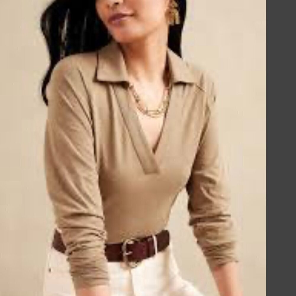 NWOT - Banana Republic Johnny Collar Polo in Whiskey Brown Size XL